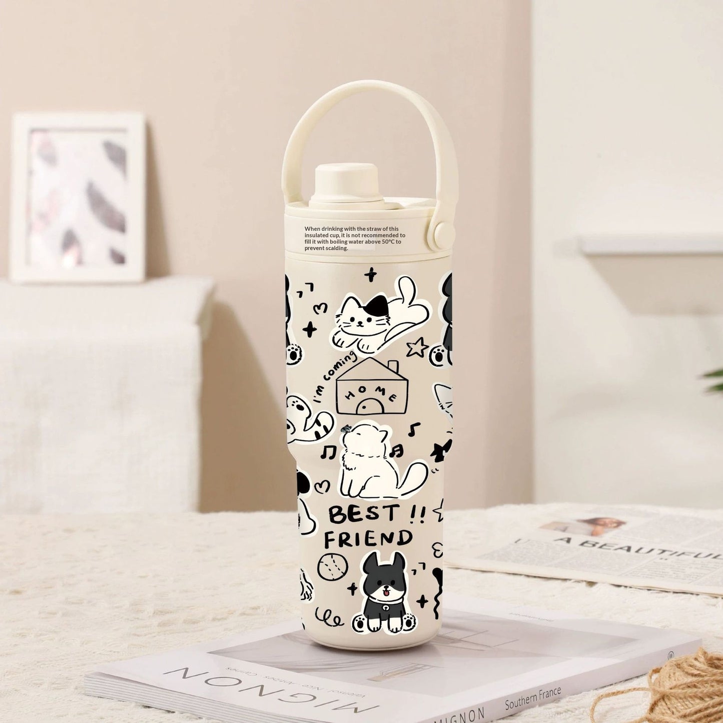 Insulated Straw Tumbler with Ceramic or Stainless Steel Liner - 725ml