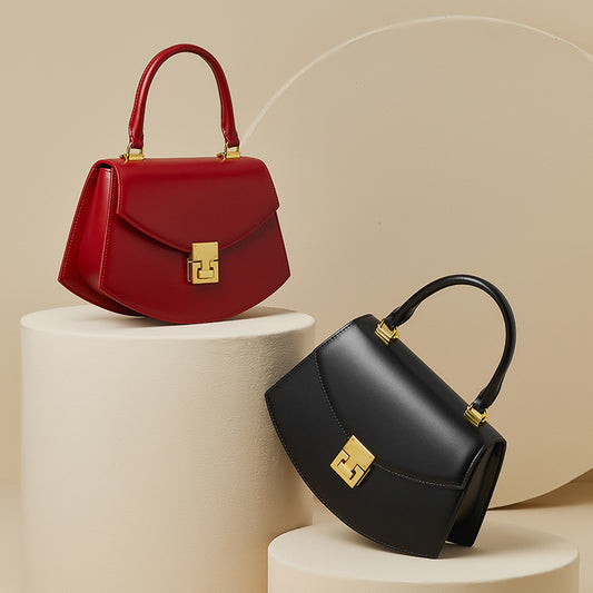 Women's Genuine Leather Shell Handbag - Two-Layer Cowhide Shoulder Bag