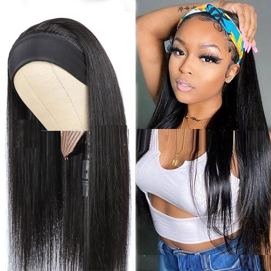 Human Hair Straight Strip Mechanism Headband Wig - Real Human Hair for Women