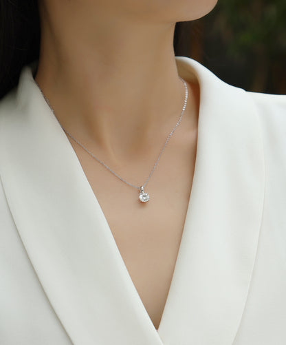 1 Carat Moissanite Necklace Pendant Set - S925 Silver with Platinum Plating