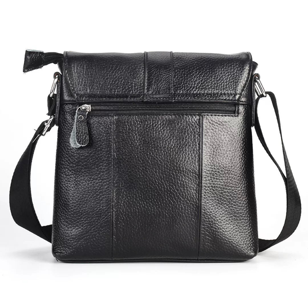 Men's Genuine Leather Crossbody Messenger Bag - Top Grain Cowhide Shoulder Bag