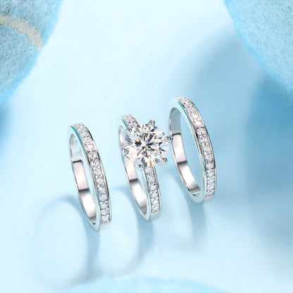 2-Carat Moissanite Sterling Silver Wedding Ring - Platinum Plated