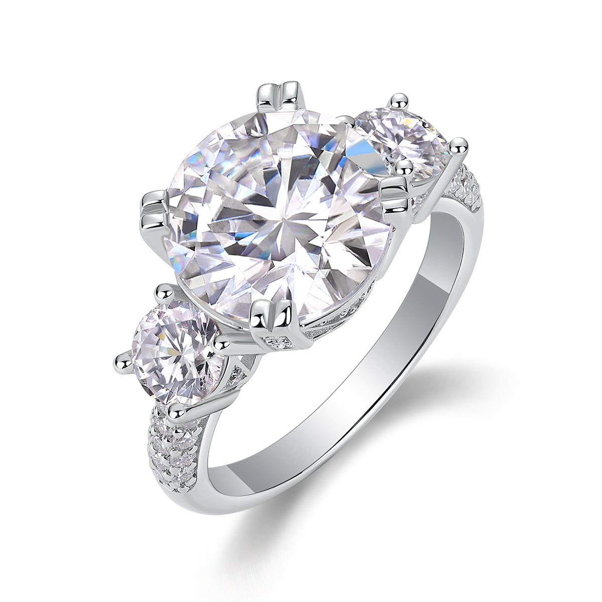 5 Carat Moissanite Sterling Silver Ring - Gold Plated Wedding Band