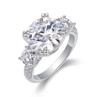 5 Carat Moissanite Sterling Silver Ring - Gold Plated Wedding Band