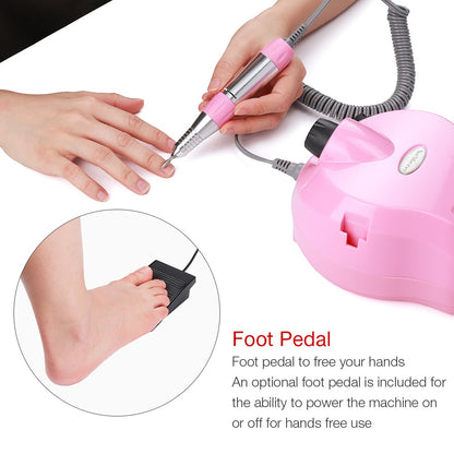 Professional Electric Nail Drill Machine - 35000 RPM Manicure System with Foot Switch