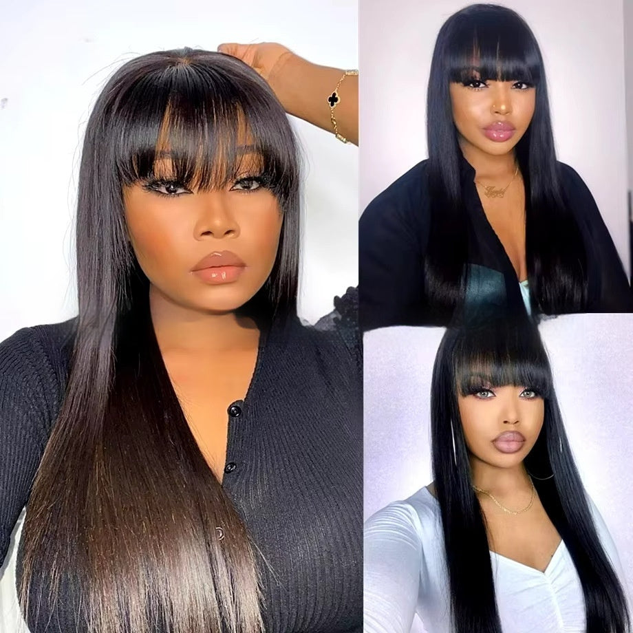 Natural Color Full Lace Human Hair Wig - Machine Made Construction