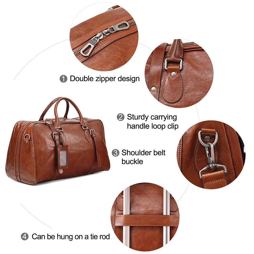 Large-Capacity Genuine Leather Travel Bag - Business Commute & Short Trips
