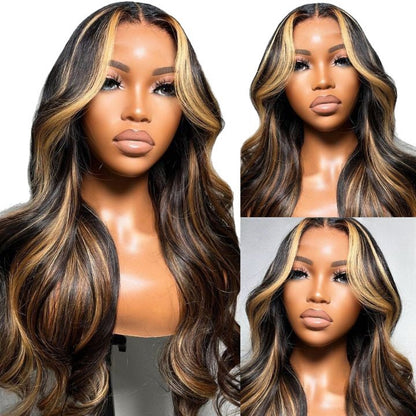 Highlight Ombre Wavy Lace Front Wig - Glueless Human Hair