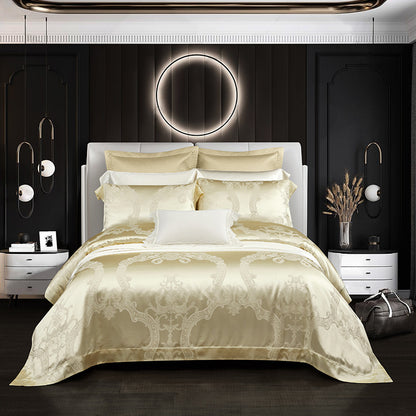 Silk Tencel Jacquard Bedding Four-Piece Set - Luxury Duvet Cover and Sheet Set