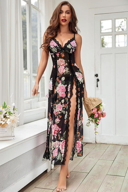 Women's Strappy Mesh Dress Lingerie - Split Design Sleepwear