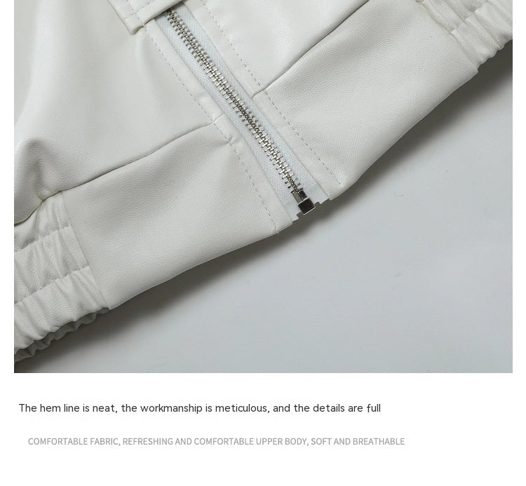 Women's PU Leather Jacket - Quilted and Regular Style Coat