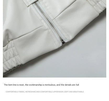 Women's PU Leather Jacket - Quilted and Regular Style Coat