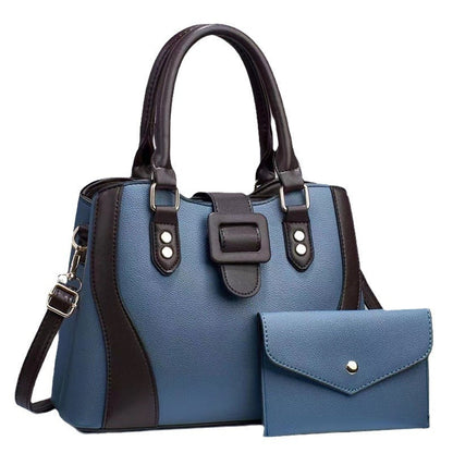 Urban Minimalist PU Leather Handbag Set - Chain Detail Tote Collection