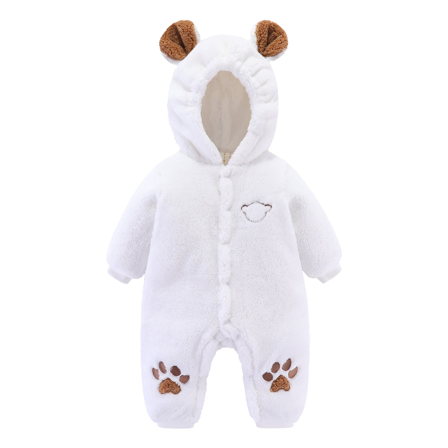 Baby Quilted Romper - Soft Rice Velvet Hooded Onesie for Newborns