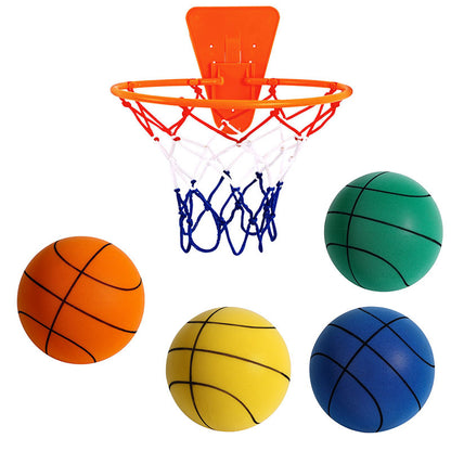 Indoor Silent Foam Basketball Set - Soft High-Density Ball with Hoop for Kids