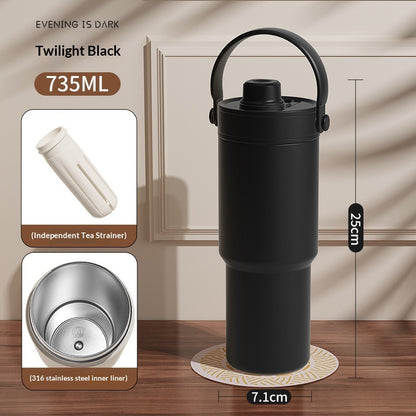 Insulated Straw Tumbler with Ceramic or Stainless Steel Liner - 725ml