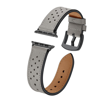 Genuine Leather Apple Watch Band - Breathable Perforated Design