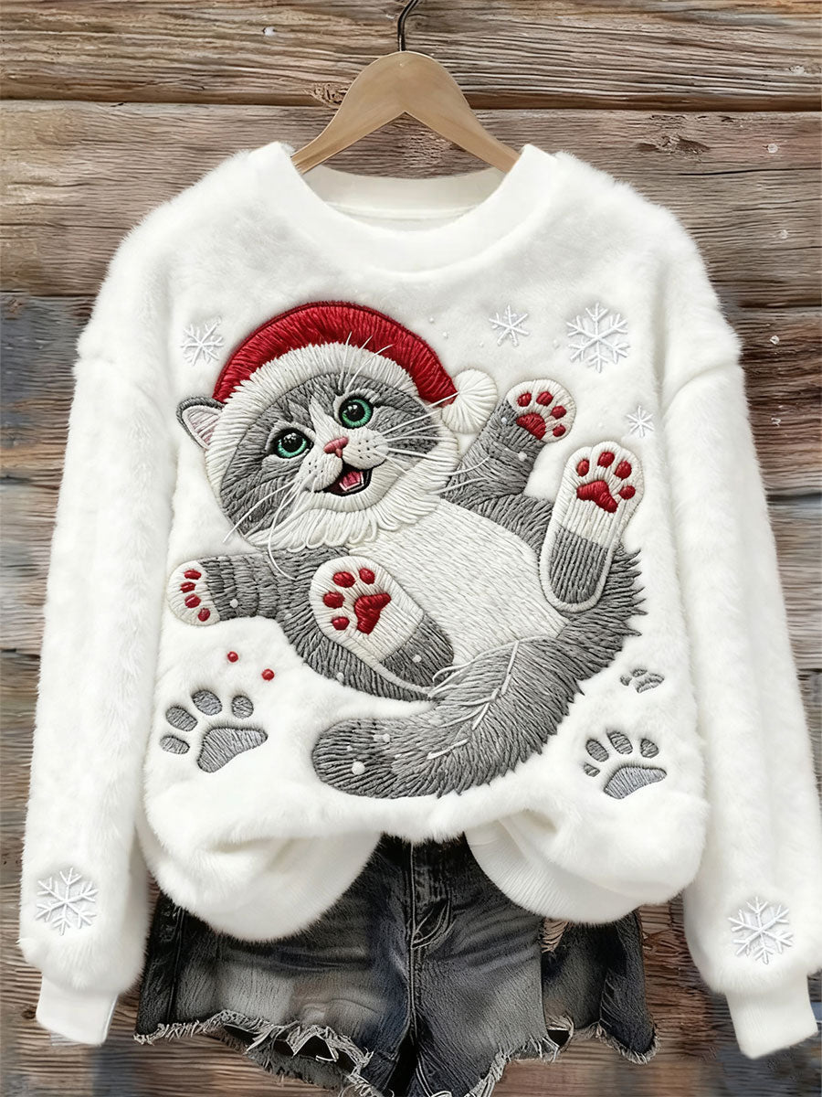 3D Digital Printed Christmas Sweater - Women's Crew Neck Long Sleeve