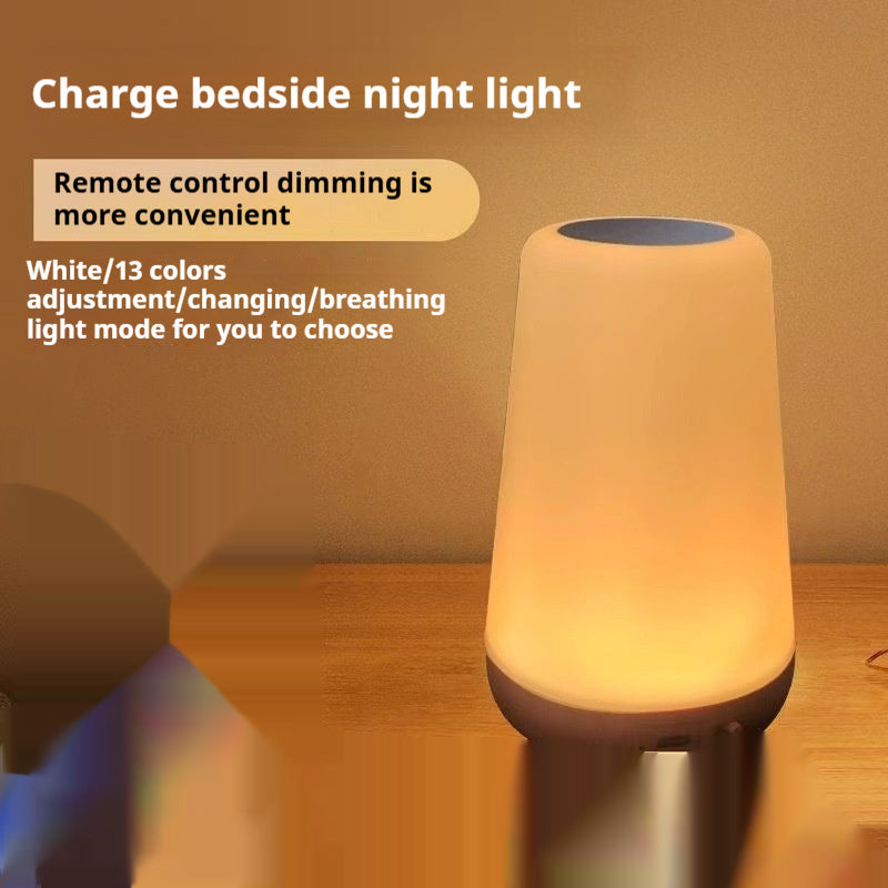 Wood Grain Rechargeable Touch Lamp - 3W LED with Remote Control and Color Changing