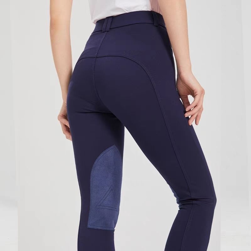 Women's High-Waist Equestrian Performance Leggings with Half Leather Grip