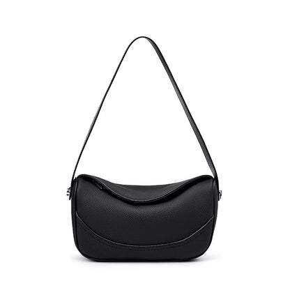 Women's First Layer Cowhide Leather Shoulder Bag - Wide Strap Messenger Bag with Zipper