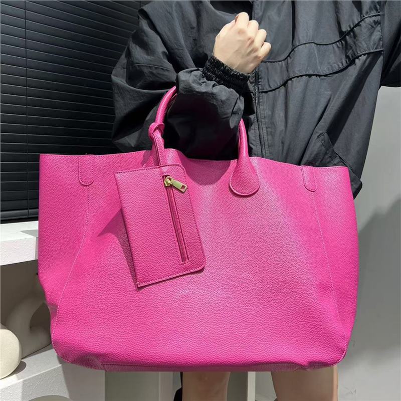 Women's Soft PU Leather Tote Bag - Urban Minimalist Shoulder Bag with Pendant