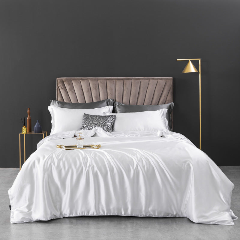 Luxe Washed Silk 4-Piece Bedding Set - 100% Mulberry Silk European-Style with Duvet Cover, Sheet, and Pillowcases