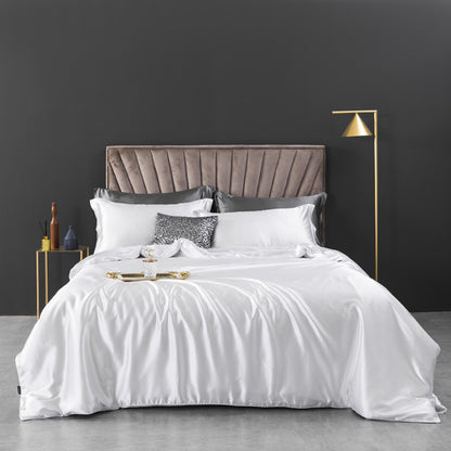 Luxe Washed Silk 4-Piece Bedding Set - 100% Mulberry Silk European-Style with Duvet Cover, Sheet, and Pillowcases