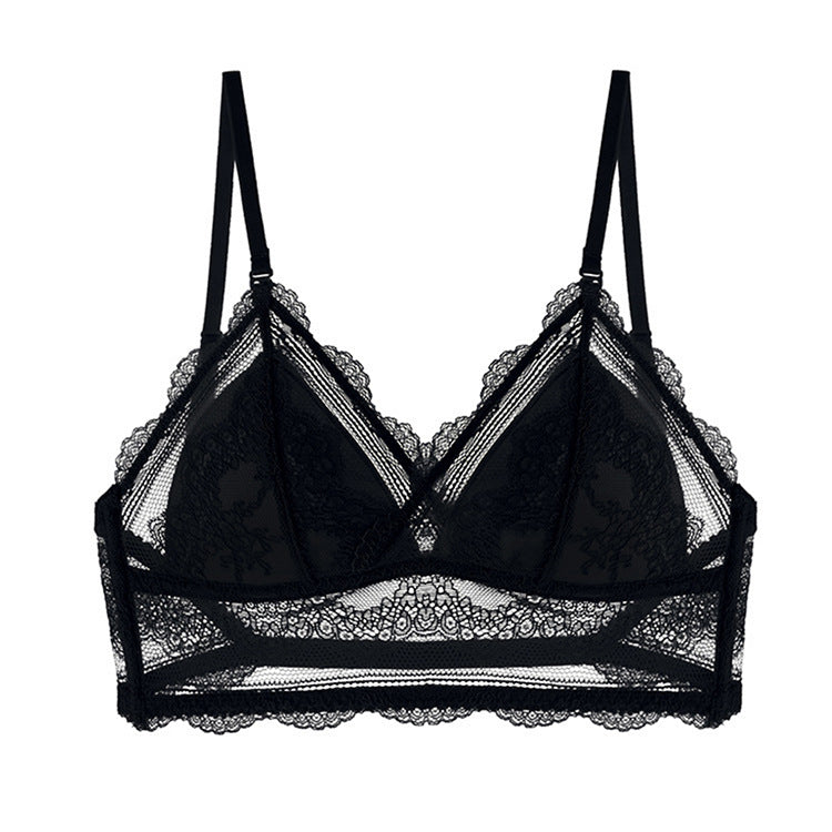 Seamless Lace Bra - Soft 3/4 Cup with Detachable Straps and Low Back Design