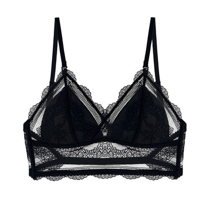 Seamless Lace Bra - Soft 3/4 Cup with Detachable Straps and Low Back Design