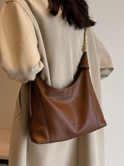 Retro PU Leather Tote Bag - Vertical Square Shoulder Bag