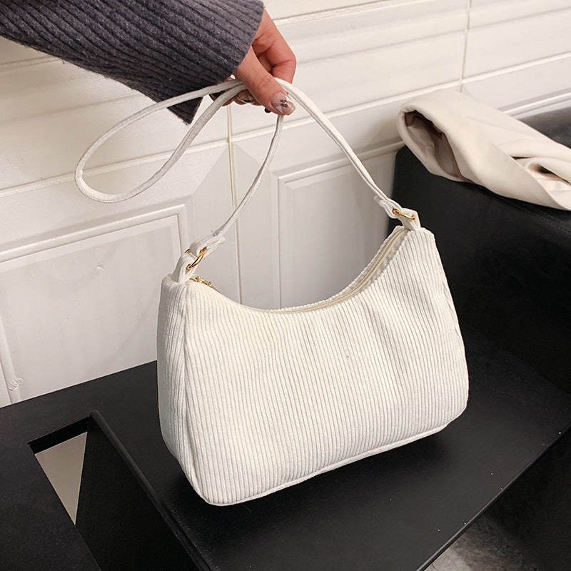 Women's Cotton Linen Shoulder Bag - Minimalist Underarm Tote Handbag