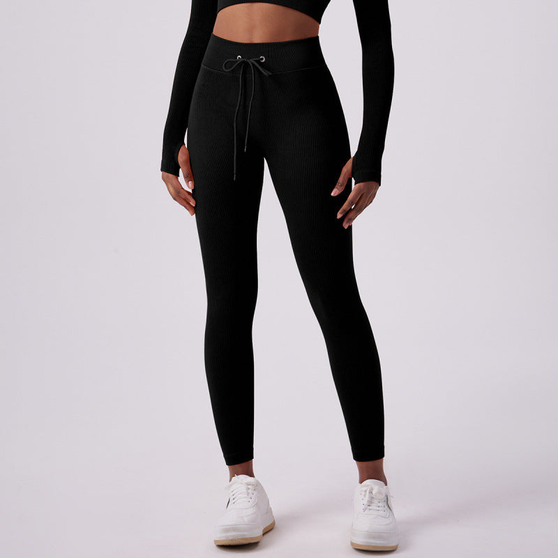 Women's High-Waisted Butt-Lifting Yoga Pants - Quick-Dry Athletic Leggings with Drawstring