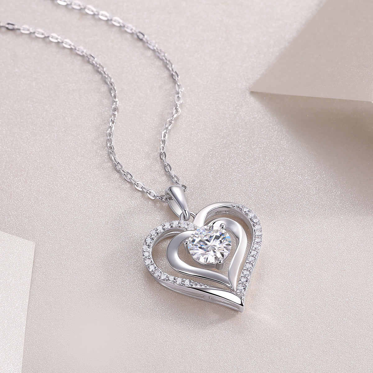 1 Carat Moissanite Pendant Necklace - S925 Silver Platinum Plated Light Luxury Jewelry