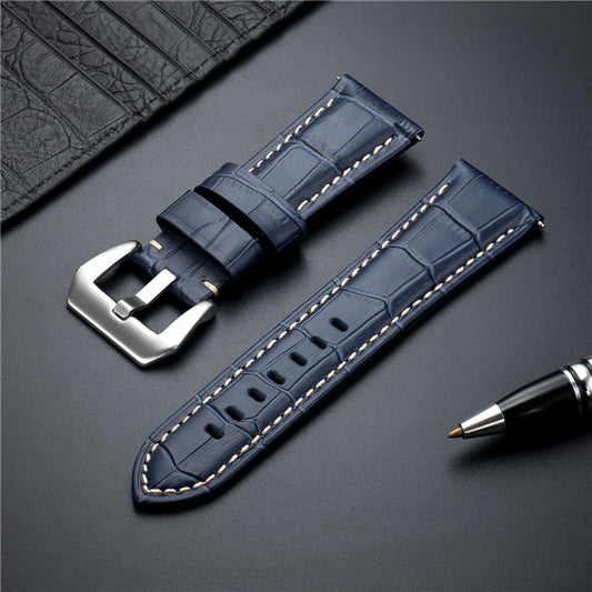 Premium Italian Leather Watch Strap with Quick Release - Bamboo Pattern