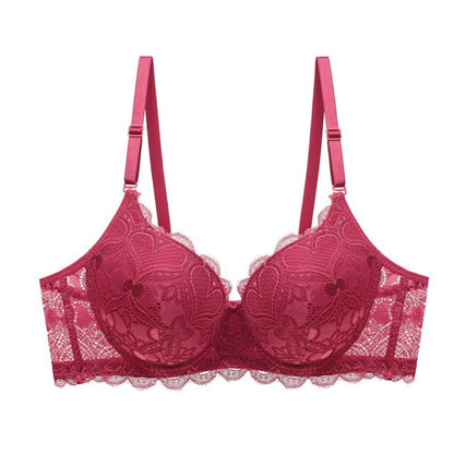 Lace Push-Up Bra - 3/4 Cup Underwire with Hollow Design