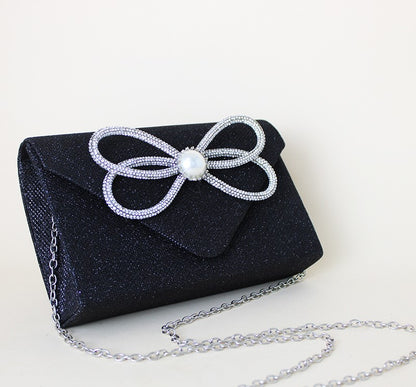 Women's Evening Clutch - Diamond Embellished Chain Shoulder Bag