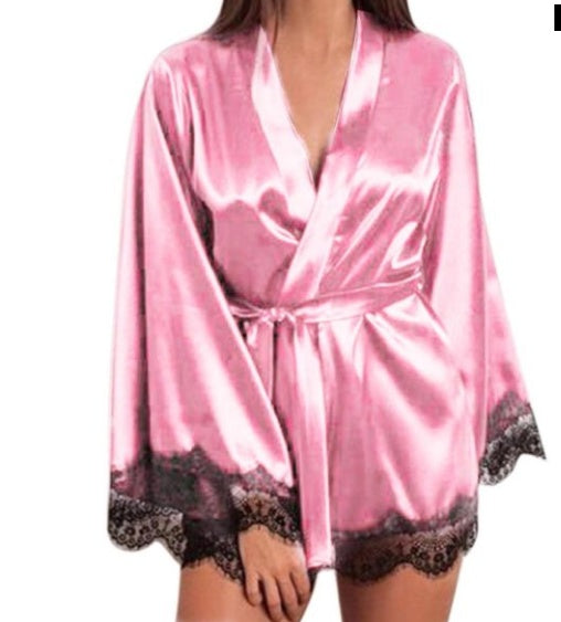 Women's Silk Lace Nightdress Pajamas - Ice Silk Sleepwear Set