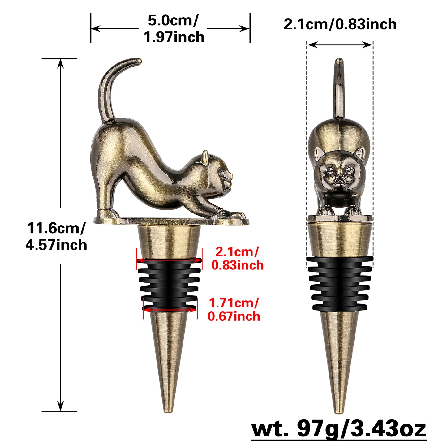 Cat Wine Stopper Set - Zinc Alloy Bottle Stopper Gift Box