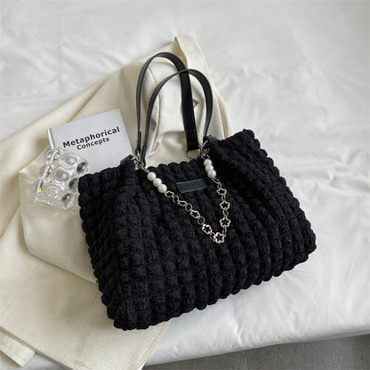 Women's Soft Velvet Tote Bag - Large Capacity Casual Shoulder Bag
