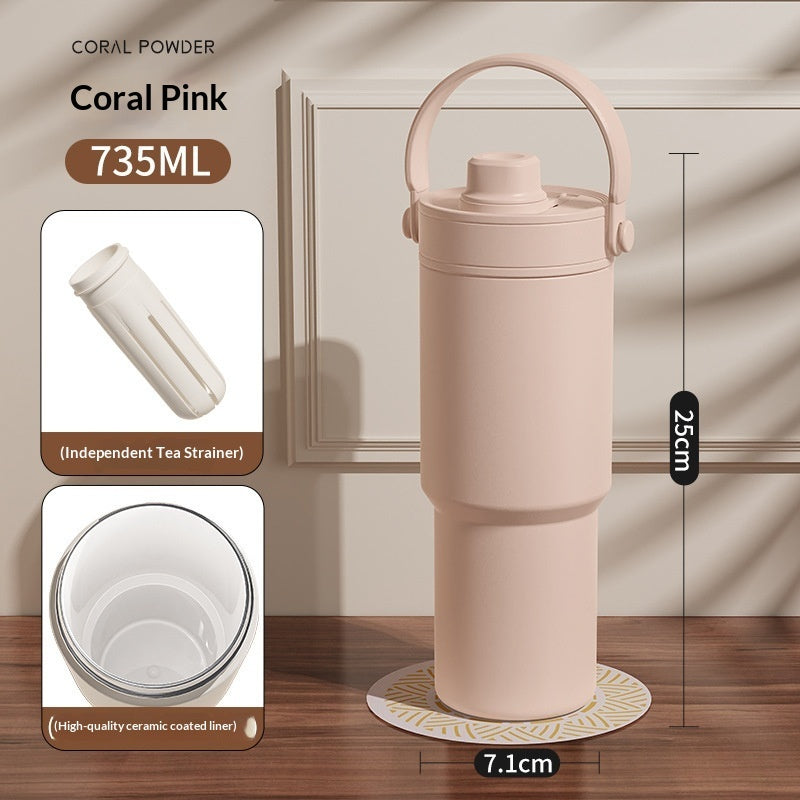 Insulated Straw Tumbler with Ceramic or Stainless Steel Liner - 725ml