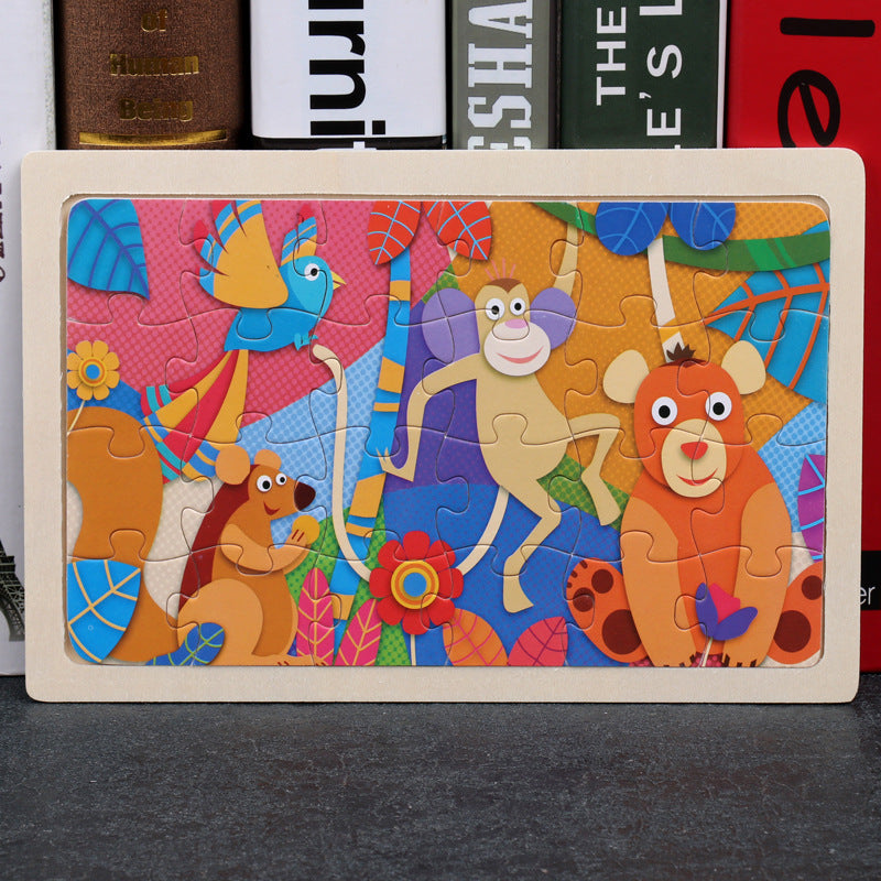 Kids Wooden Jigsaw Puzzle Toy - Educational Animal & Theme Designs for Ages 3+