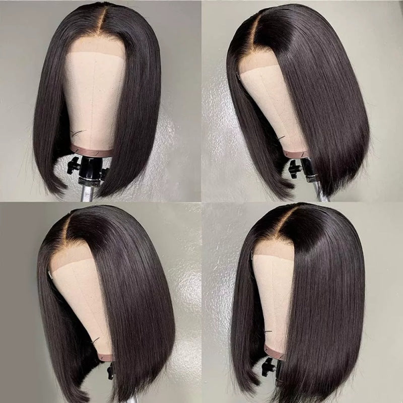 Human Hair Bob Wig with Lace - Hand-Woven 13x4 & 4x4 Closure