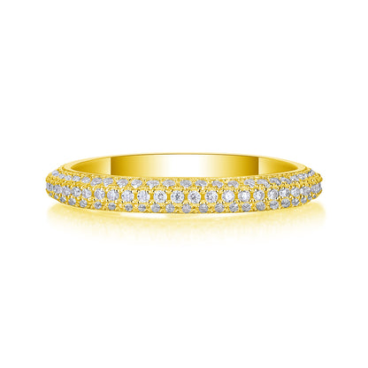 Moissanite Sterling Silver Wedding Ring Set - Platinum Plated Band