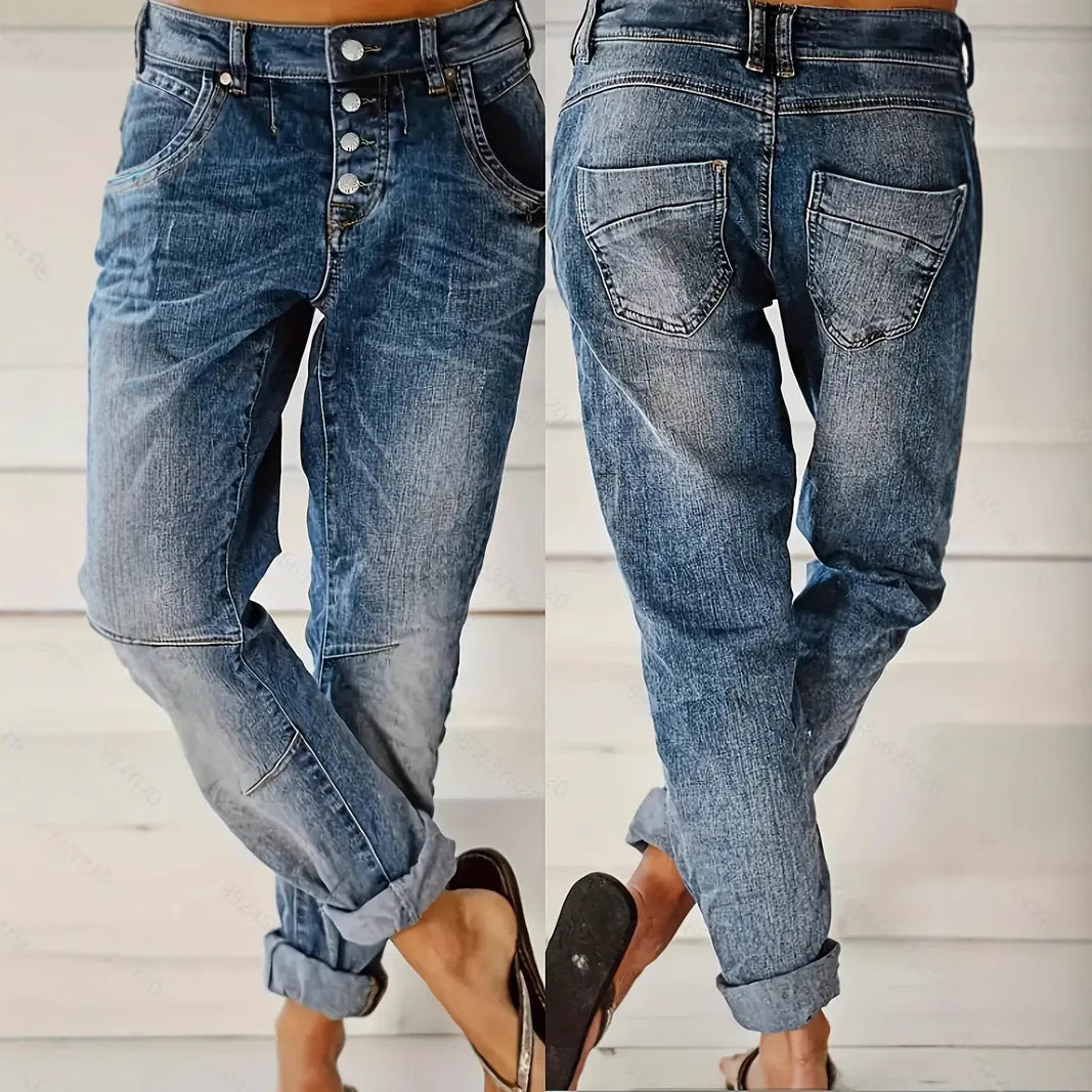 Women's Relaxed Casual Versatile Slimming Jeans - High Waist Denim Pants