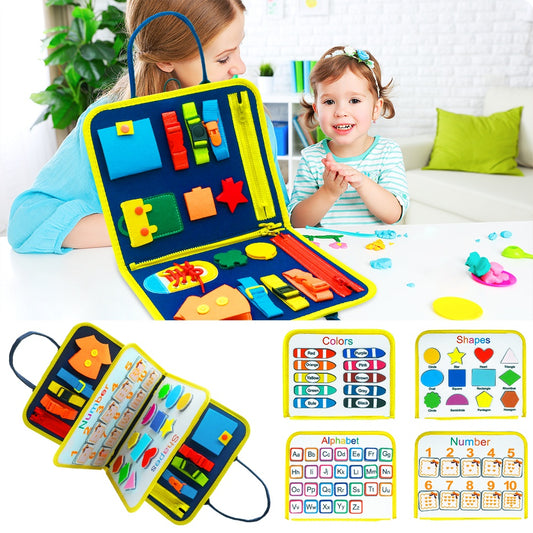 Busy Book Activity Board - Toddler Learning Toy with Dressing Skills