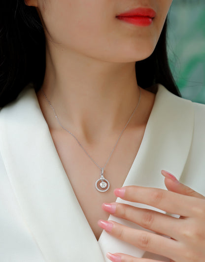 1 Carat Moissanite Love Ring Pendant Necklace - S925 Silver Platinum Plated Light Luxury Jewelry