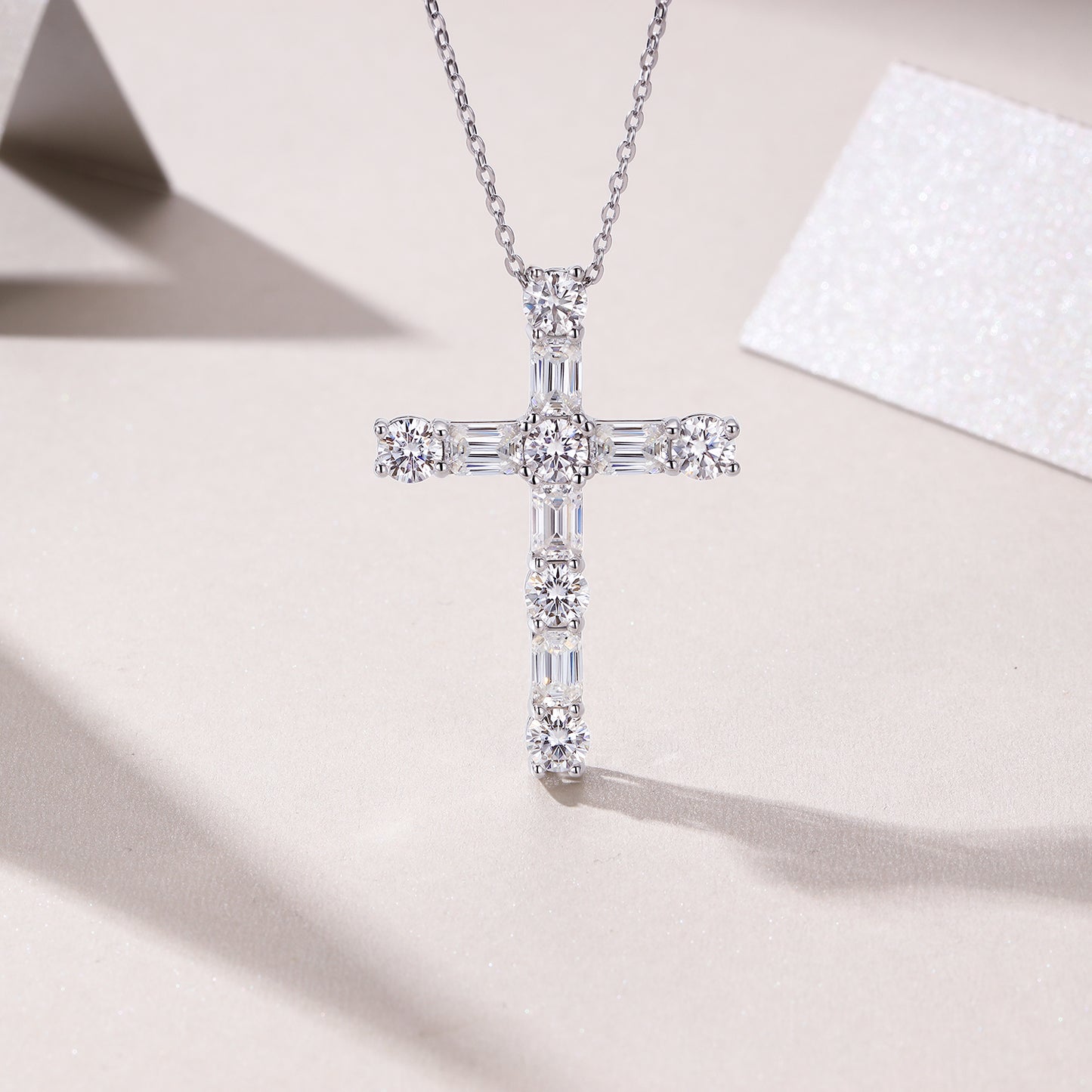 Moissanite Pendant Necklace - S925 Silver Platinum Plated with Chain