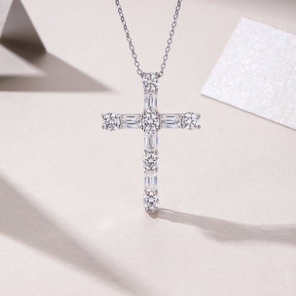 Moissanite Pendant Necklace - S925 Silver Platinum Plated with Chain