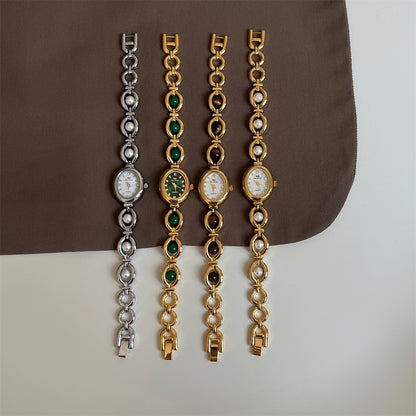 Women's Pearl Bracelet Watch - Elegant Chain Design Timepiece